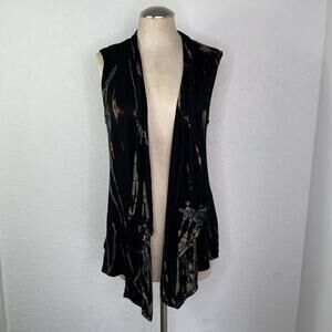 Pure Intent Tie Dye Sleeveless Vest waterfall draped front, boho, hippie, size L